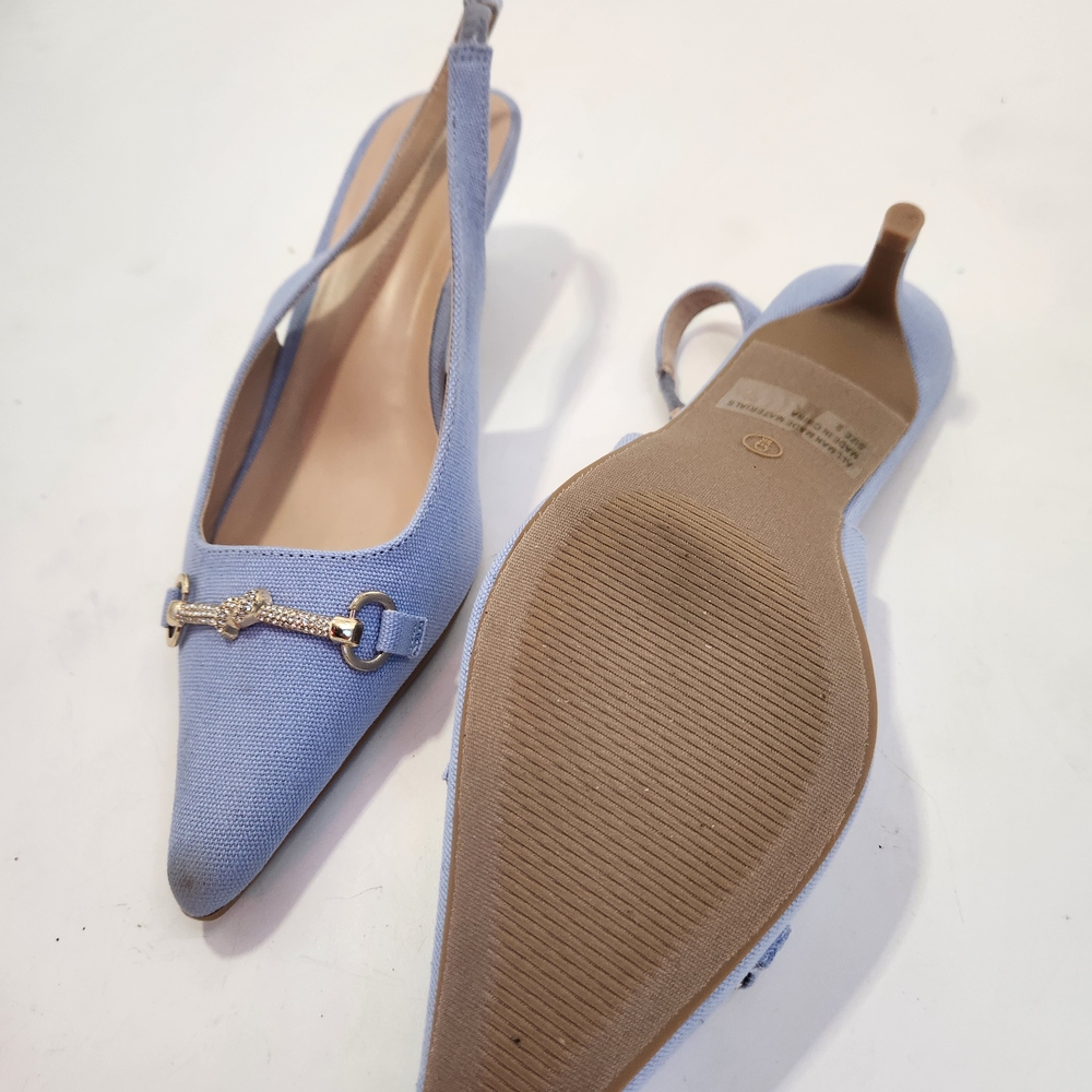 Wild Diva Blue Horsebit Heeled‎ Slingbacks Size 9 - Picture 4 of 5